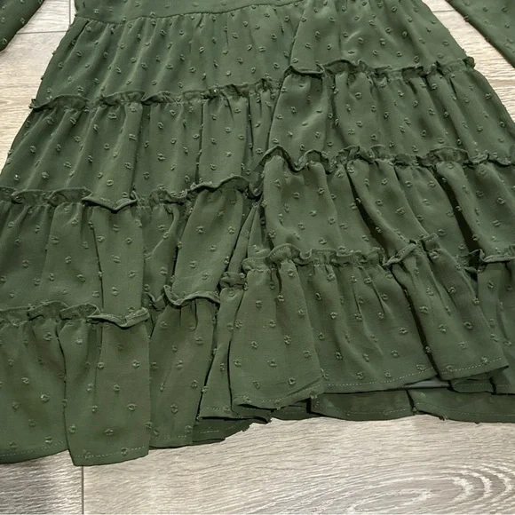 •Sold•  Altar’d State Swiss Dot Long Sleeve Tiered Mini Dress - Picture 5 of 12